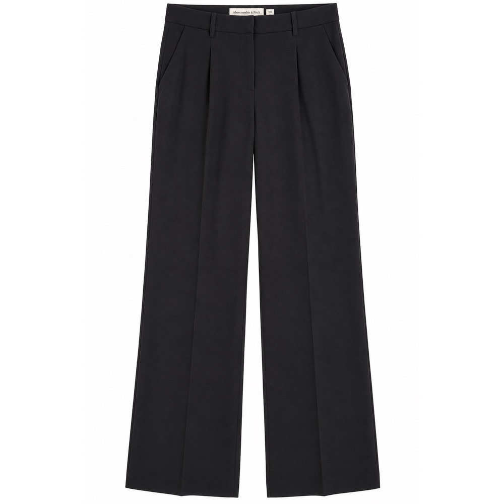 Abercrombie Sloane Pants 10 Tall Black Wide Leg Tailored Officecore Quiet Luxury